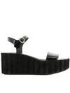 Ferragamo Black Leather Tropea Sandals In Black