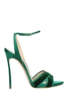 CASADEI EMERALD SUEDE SATIN SANDALS,10508893