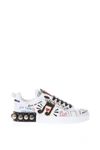 DOLCE & GABBANA MUSIC PRINTED LEATHER SNEAKERS WITH PATCH,CK0151 AH0768S534