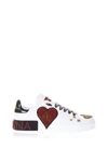 DOLCE & GABBANA EMBELLISHED WHITE LEATHER SNEAKERS,CK1561 AS41989697