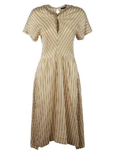 Isabel Marant Striped Dress In Yellow Ocher