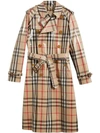 BURBERRY BURBERRY LAMINATED CHECK TRENCH COAT - NUDE & NEUTRALS,406917912698157