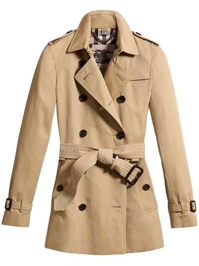 Burberry The Kensington - Short Trench Coat In Honey