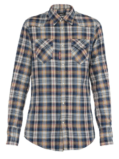 Dsquared2 Cotton Shirt In Blue-yellow
