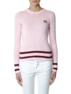 KENZO TIGER EMBROIDERED PINK COTTON JUMPER,10507734
