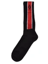 Marcelo Burlon County Of Milan Logo Color Block Socks In Black-red