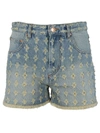 ISABEL MARANT FLORAL EMBROIDERED DENIM SHORTS,10505210