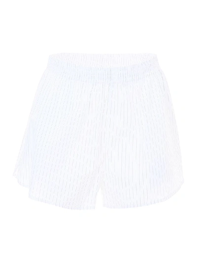 Mm6 Maison Margiela Striped Cotton-poplin Shorts In White Black Stripe (white)