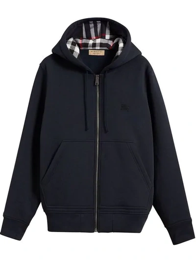 Burberry House-check Lined Hooded Sweatshirt In Blue