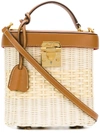 MARK CROSS straw and leather box bag,W169346G12708989