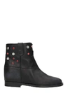 VIA ROMA 15 BLACK LEATHER WEDGE ANKLE BOOTS,10510312