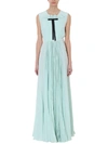 ROCHAS MINT GREEN SILK PLEATED FRONT GOWN PUSSY DRESS,10510243
