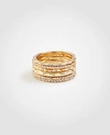 Ann Taylor Crystal Stacked Ring Set In Gold