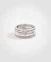 Ann Taylor Crystal Stacked Ring Set In Silver