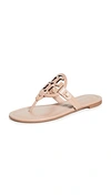 Tory Burch Miller Medallion Metallic Leather Flat Slide Sandal In Rose Gold