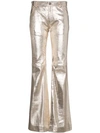 CHLOÉ Silver Metallic Leather Trousers,CHC18SCP7020212500131