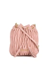 Miu Miu Small Matelasse Leather Bucket Bag In Orchidea