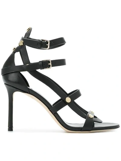 Jimmy Choo Motoko 100 Studded Leather Sandals In Black/gold