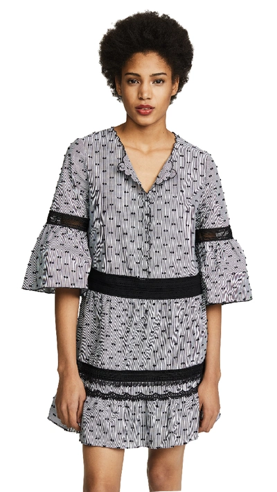 Kobi Halperin Joan Embroidered Dot-print Ruffle Dress In Black/white