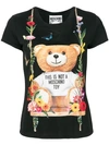 Moschino Floral Teddy Bear Motif T-shirt In Black