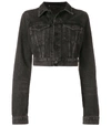 ALEXANDER WANG Black Cropped Denim Jacket,1544013430424680484