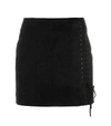 SAINT LAURENT Black Side Lace-Fastened Fitted Skirt,1332401623113772268