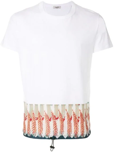 Valentino Feather-print Cotton-jersey T-shirt In White/red