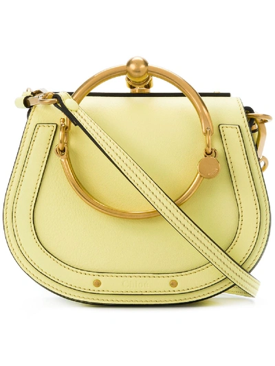 Chloé Nile Bracelet Small Leather And Suede Shoulder Bag In Pastel Yellow