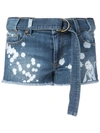 RED VALENTINO RED VALENTINO PAINT SPLATTER DENIM SHORTS - BLUE,PR0DD02J3S412418338