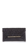 LANVIN EMBOSSED BLACK LEATHER CLUTCH,LW-BRRK01 EXNA10