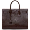 SAINT LAURENT SAINT LAURENT BROWN CROC SMALL SAC DE JOUR TOTE,378299 DND1N