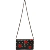SAINT LAURENT Black Roses & Polka Dot Chain Wallet Bag,377829 0N23D