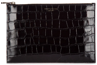 Aspinal Of London Women's Leather Clutch Handbag Bag Purse In Black