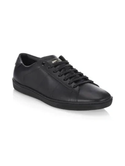 Saint Laurent Leather Low Sneakers In Nero