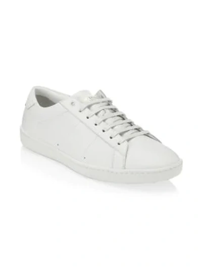 Saint Laurent Gym Low Logo-print Leather Sneakers In White