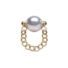 Ora Pearls Auria Grey Pearl Chain Ring Gold
