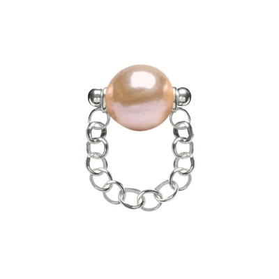 Ora Pearls Auria Gold Pearl Chain Ring Silver