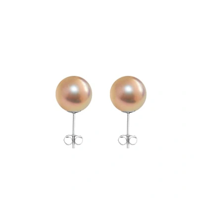 Ora Pearls Medium Gold Pearl Studs Earrings Sterling Silver