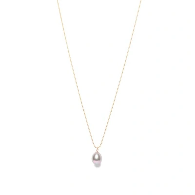 Ora Pearls Grey Pearl Drop Pendant Gold Chain