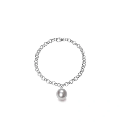 Ora Pearls Magna Silver Chain Bracelet Xxl Grey Pearl