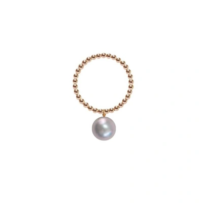 Ora Pearls Gold Orb Ring Grey Pearl