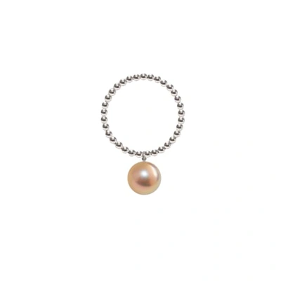 Ora Pearls Silver Orb Ring Gold Pearl