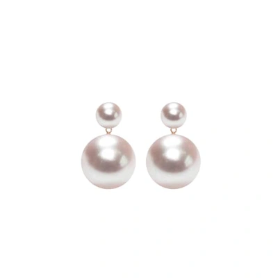 Ora Pearls Xxl Duet White Pearl Earrings - Gold