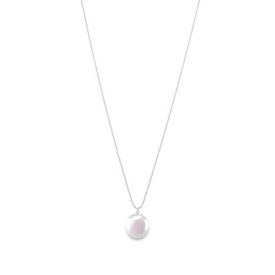 Ora Pearls Sphera Disc Pearl Pendant Silver Chain