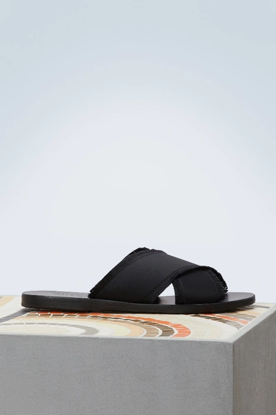 Ancient Greek Sandals Thais Satin Sandals In Black