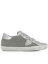Philippe Model Paris Low Suede And Leather Silver Sneakers In Grey