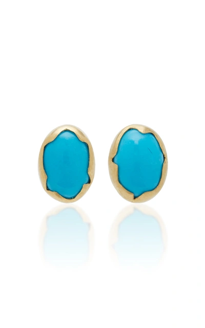 Annette Ferdinandsen Eggs 18k Gold Turquoise Earrings In Blue