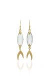 ANNETTE FERDINANDSEN LARGE SIMPLE FISH 18K GOLD PRASIOLITE EARRINGS,641534