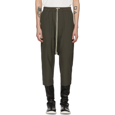 Rick Owens Dropped Crotch Cropped Trousers In Grey