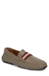 Bally Pearce Leather Driver W/trainspotting Strap, Gray In Snuff Grey
